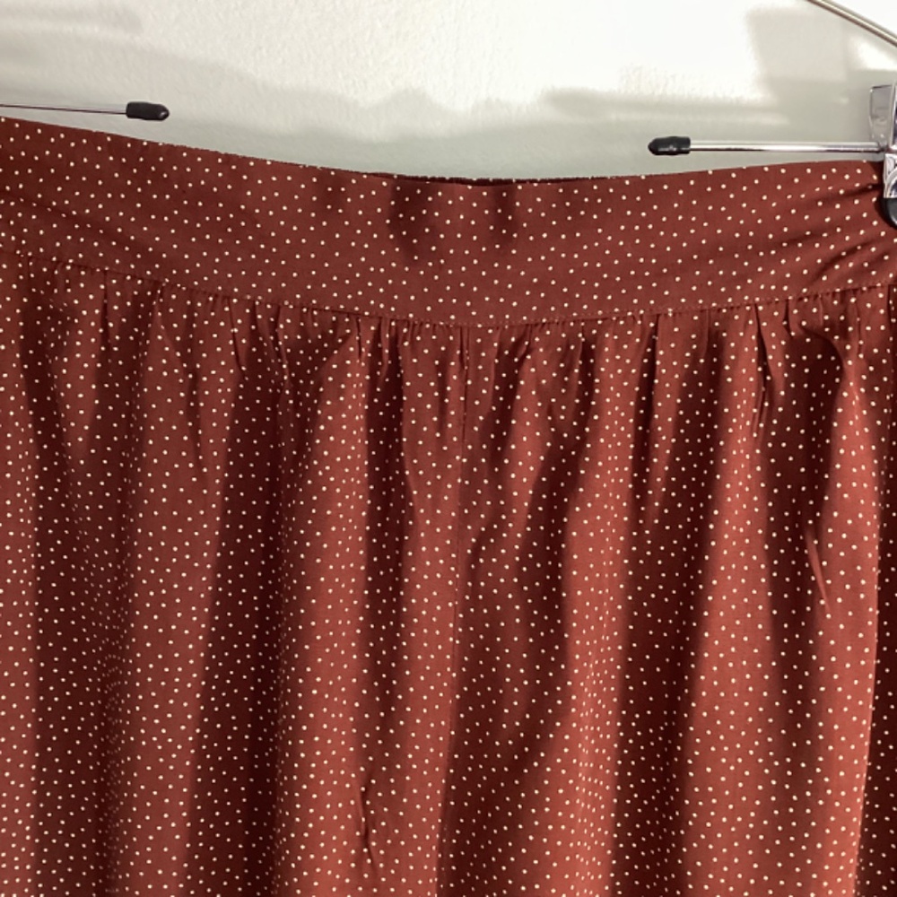 VINTAGE KENNETH MITCHELL WOMAN PLUS 24W RAYON BROWN PANTS WITH TINY POLKA DOTS - Picture 3 of 10